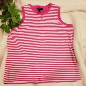 Karen Scott Large Pink and White Striped Tank Top.